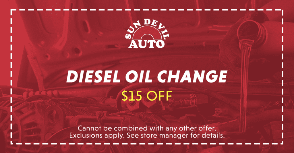 Diesel Oil Change Coupon 15 Off Sun Devil Auto