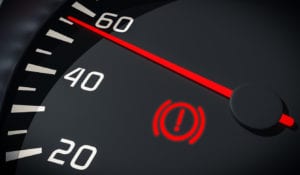 Brake system warning light in car dashboard
