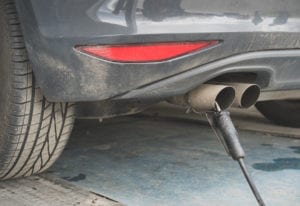 Vehicle being tested for emissions 