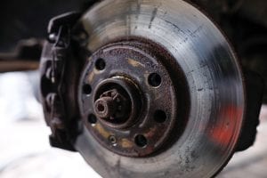 rusty front brake of car